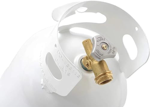 2025 Flame King YSN10LB 10LB Steel Propane Tank Cylinder with Type 1 Overflow Protection Device Valve  for Camping  Fire Pits  Heaters  Grills  Overlanding  White