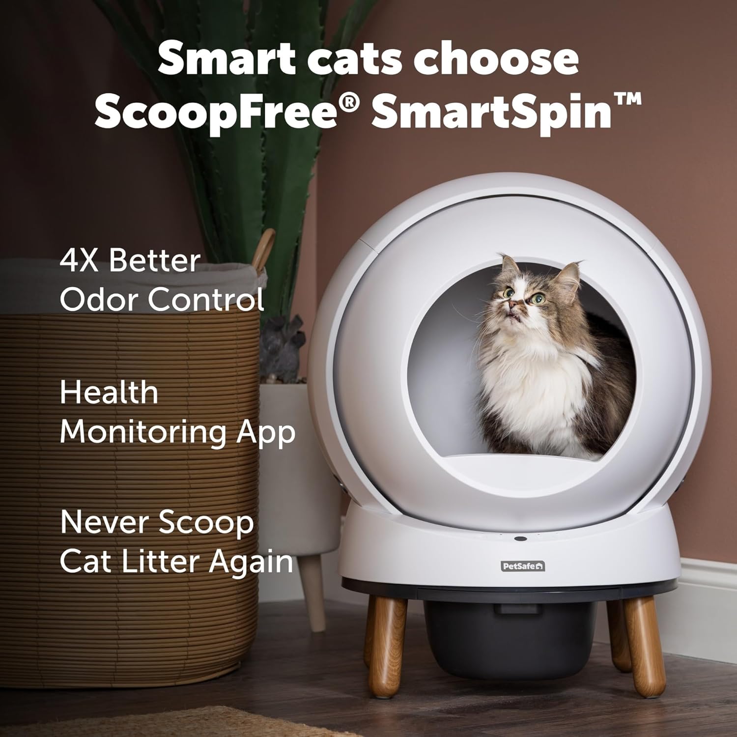 PetSafe Automatic Cat Litter Box Self Cleaning, App Controlled Self Cleaning with Health Monitoring