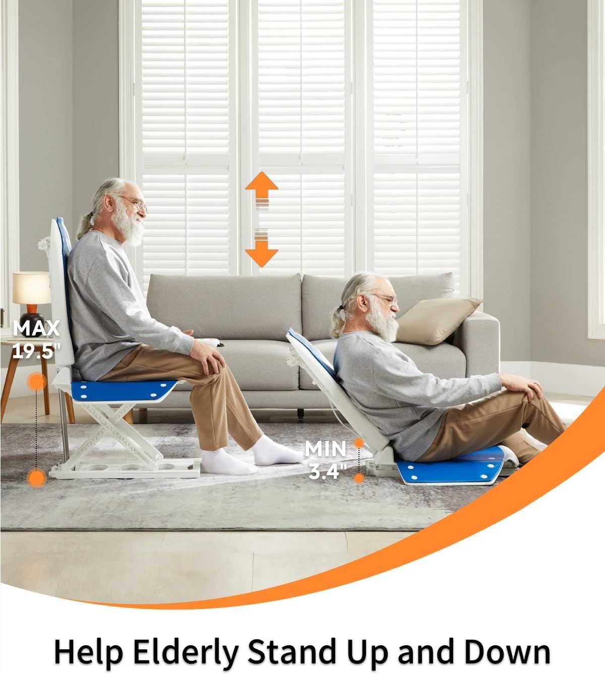 Electric Chair Lift, Get Up from Floor, Floor Lift for Elderly, Can be Raised to 20”, Help You Stand Up Again, Support Up to 300 LBS, Item Weight 30 LBS