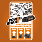 Worx 20V Power Share 10" Cordless Pole/Chain Saw