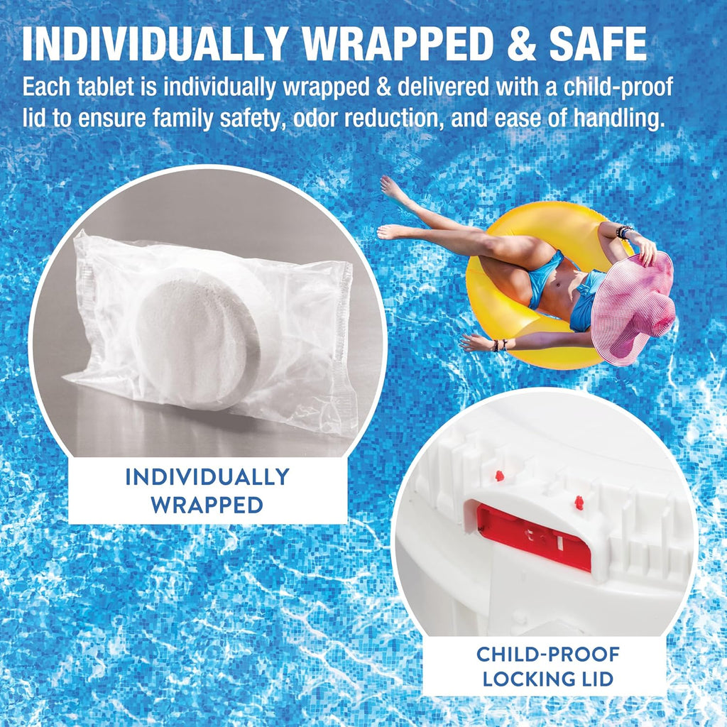 3 Inch Stabilized Chlorine Tablets | Pro-Grade Pool Sanitizer, Long Lasting, Slow Dissolving, 99% Pure Tri-Chlor, Individually Wrapped – 50lb
