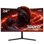 CRUA 24′′ Curved Gaming Monitor FHD 1080P, 180Hz, AMD FreeSync, VA Panel, HDMI/DP Ports, Black