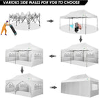 COBIZI 10x20 Heavy Duty Pop up Canopy Tent with 6 sidewalls Easy Up Commercial Outdoor Canopy Wedding Party Tents for Parties All Season Wind & Waterproof Gazebo with Roller Bag,Black(Frame Thickened)