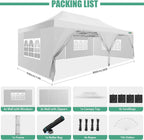 COBIZI 10x20 Heavy Duty Pop up Canopy Tent with 6 sidewalls Easy Up Commercial Outdoor Canopy Wedding Party Tents for Parties All Season Wind & Waterproof Gazebo with Roller Bag,Black(Frame Thickened)