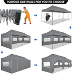 COBIZI 10x20 Heavy Duty Pop up Canopy Tent with 6 sidewalls Easy Up Commercial Outdoor Canopy Wedding Party Tents for Parties All Season Wind & Waterproof Gazebo with Roller Bag,Black(Frame Thickened)