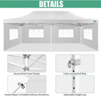COBIZI 10x20 Heavy Duty Pop up Canopy Tent with 6 sidewalls Easy Up Commercial Outdoor Canopy Wedding Party Tents for Parties All Season Wind & Waterproof Gazebo with Roller Bag,Black(Frame Thickened)