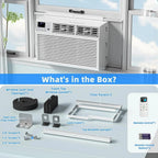 Antarctic Star 12,000 BTU U-shaped window air conditioner, cools rooms up to 550 square feet with 6 modes, 24-hour timer, ultra-quiet window air conditioner