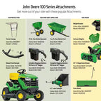 John Deere S100 ride-on lawnmower, 107 cm (42 inch) cutting width – 17.5 hp petrol hydrostatic drive