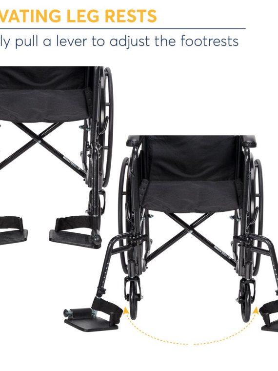 Drive Medical Silver Sport 1 Wheelchair with Full Arms and Swing Away Removable Footrest