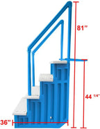 Non-slip entry steps for pools | Grey | For above-ground pools | Can be installed on terraces with a height of 122 to 137 cm | Load capacity up to 136 kg