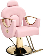 Artist Hand Salon Chair Reclining Barber Chair Oversized Hydraulic Pump Heavy Duty Hair Salon Chair 360 Degree Swivel Hair Chair for Hair Stylist, Beauty Spa Equipment Max Load 400 LBS, Black and Gold