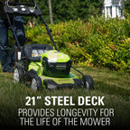 80V Battery-Powered Lawn Mower, 53 cm (21 inch), Self-Propelled, Brushless | Greenworks