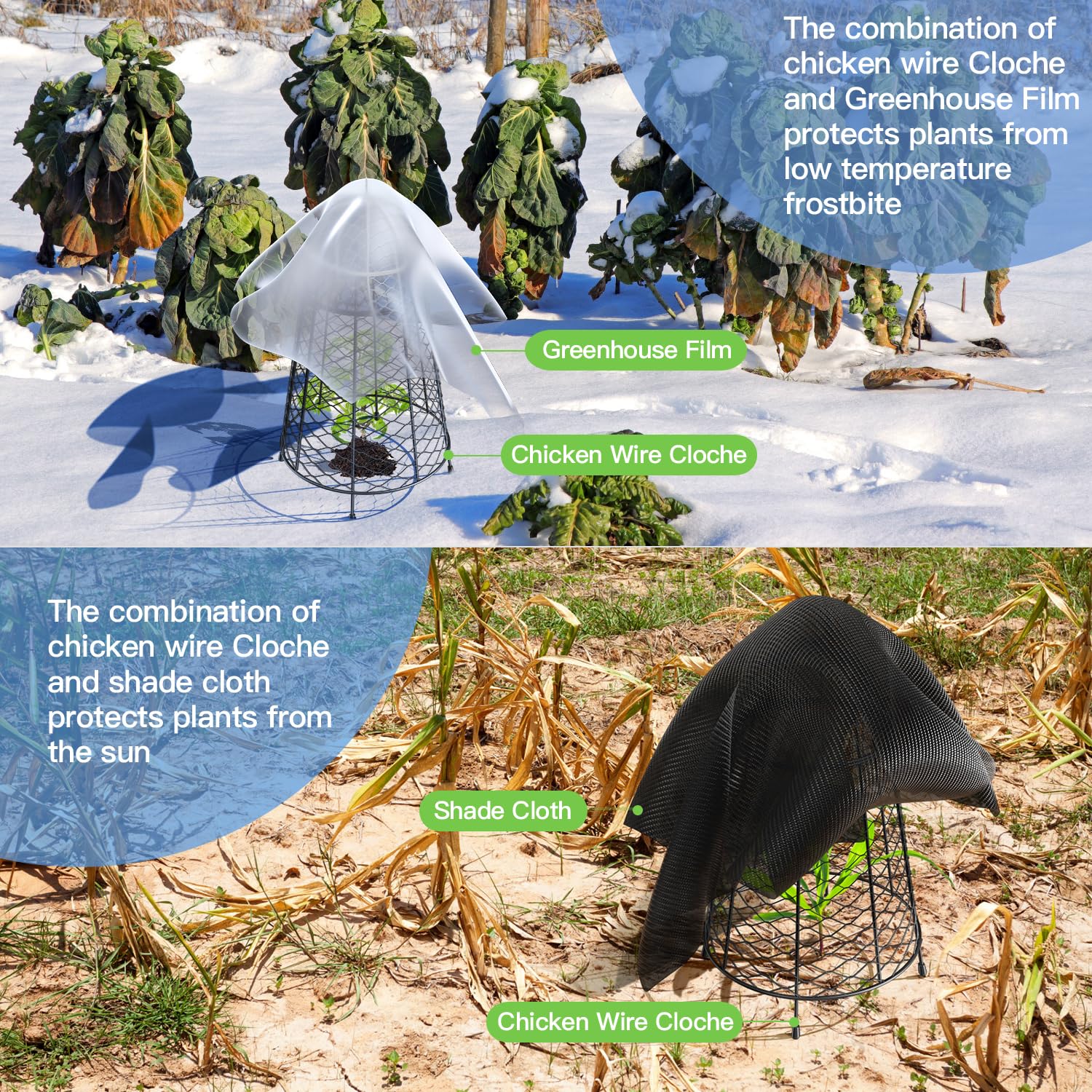 Yolid Garden Cloches for Plants Set of 6, Chicken Wire Cloche Plant