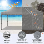 COBIZI 10x20 Heavy Duty Pop up Canopy Tent with 6 sidewalls Easy Up Commercial Outdoor Canopy Wedding Party Tents for Parties All Season Wind & Waterproof Gazebo with Roller Bag,Black(Frame Thickened)