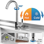 YORKING Stainless Steel Utility Sink, Free Standing Single Bowl Kitchen Sink
