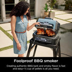 Ninja, Woodfire Pro XL Outdoor Grill & Smoker, Thermometer, 4-in-1 Master Grill, BBQ Smoker, Outdoor Air Fryer, Bake, Portable, Electric Grill, Dark Grey, OG850