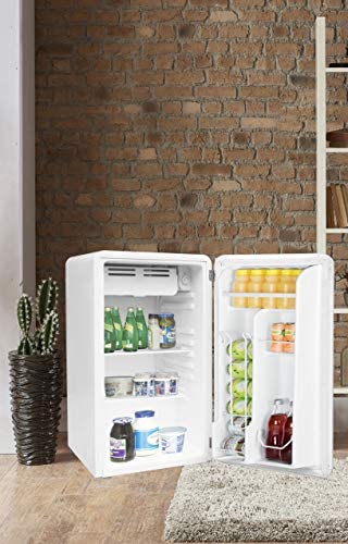 FRIGIDAIRE EFR372-BLACK 3.2 Cu Ft Black Retro Compact Rounded Corner Premium Mini Fridge