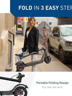 Electric Scooter, 500W Motor, 10′′ Solid Tires, 25 Miles Range, 19 Mph Folding Commuter Electric Scooter for Adults (Optional Seat)