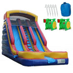20-foot high inflatable double slide with pool and drying area
