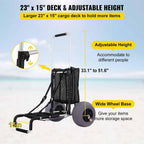 BENTISM Beach Cart for Sand, 165 lbs Capacity, Foldable, Adjustable Handle, 13′′ Balloon Wheels, Black