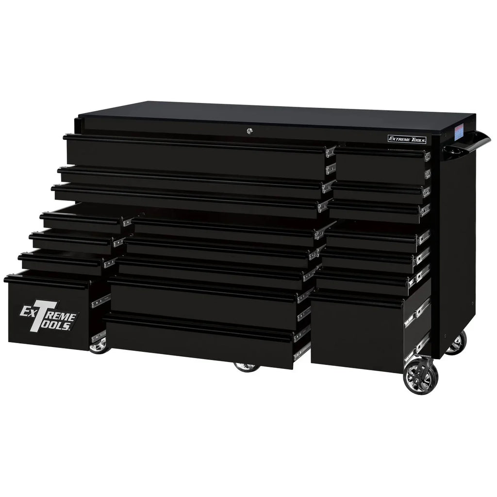 Extreme Tools RX250 Series 72-inch x 30-inch Rolling Cart – 19 Drawers – 250 lb Drawer Slides