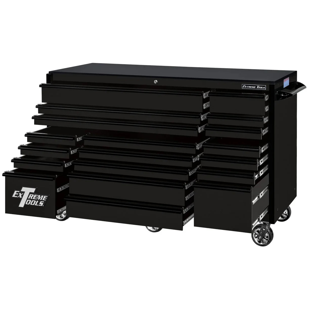 Extreme Tools RX250 Series 72-inch x 30-inch Rolling Cart – 19 Drawers – 250 lb Drawer Slides