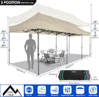 COBIZI 10x20 Heavy Duty Pop up Canopy Tent with 6 sidewalls Easy Up Commercial Outdoor Canopy Wedding Party Tents for Parties All Season Wind & Waterproof Gazebo with Roller Bag,Black(Frame Thickened)