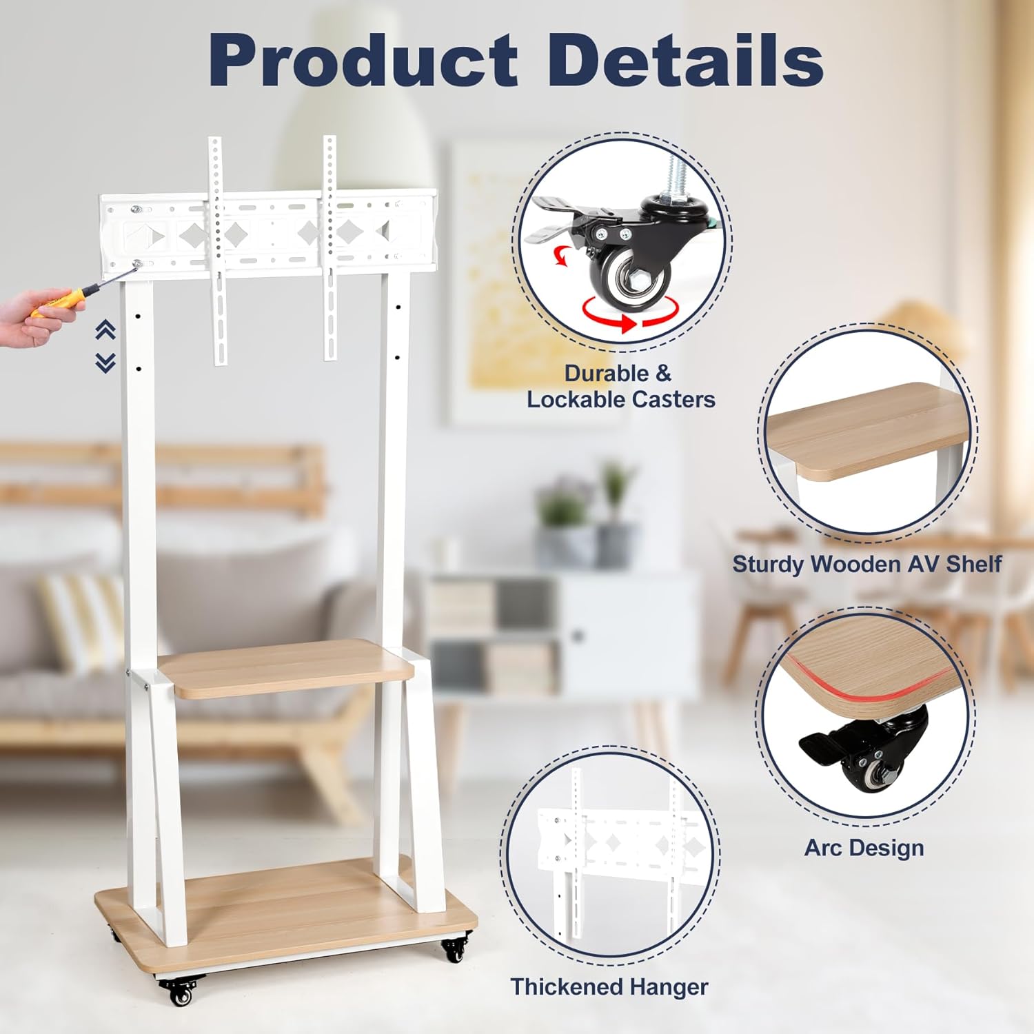 Hellsehen Mobile TV Stand with Wheels