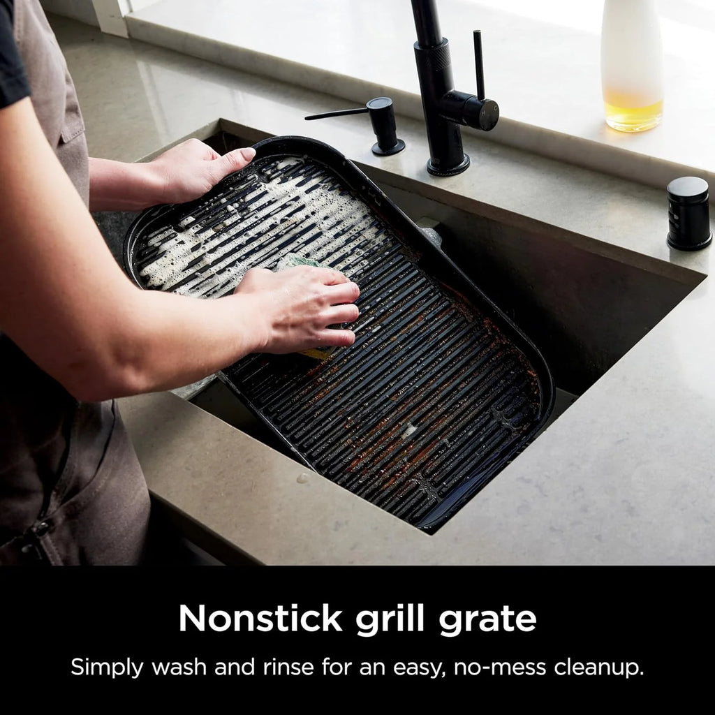 Ninja, Woodfire Pro XL Outdoor Grill & Smoker, Thermometer, 4-in-1 Master Grill, BBQ Smoker, Outdoor Air Fryer, Bake, Portable, Electric Grill, Dark Grey, OG850