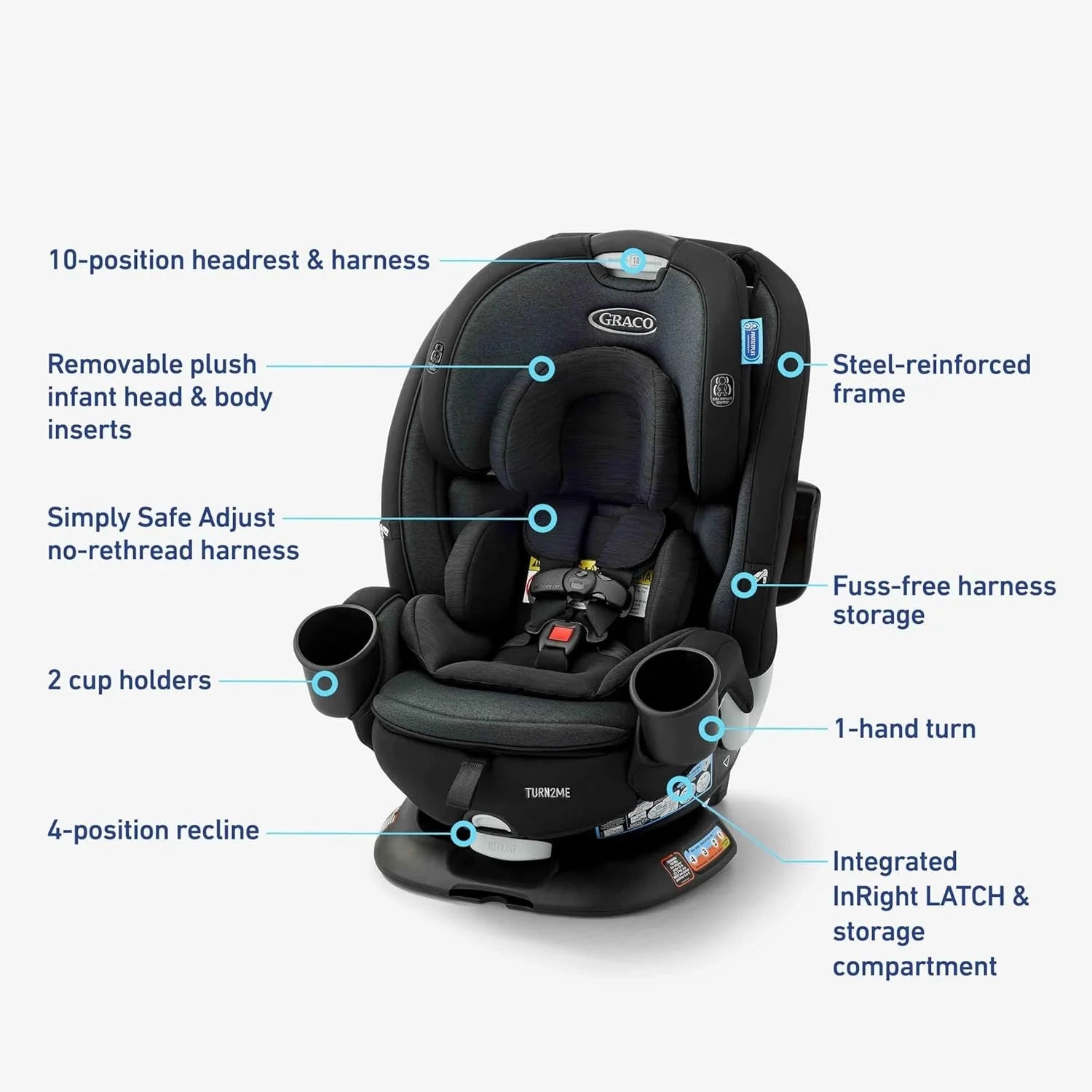 Graco Turn2Me 3-in-1 rotating child car seat, Cambridge