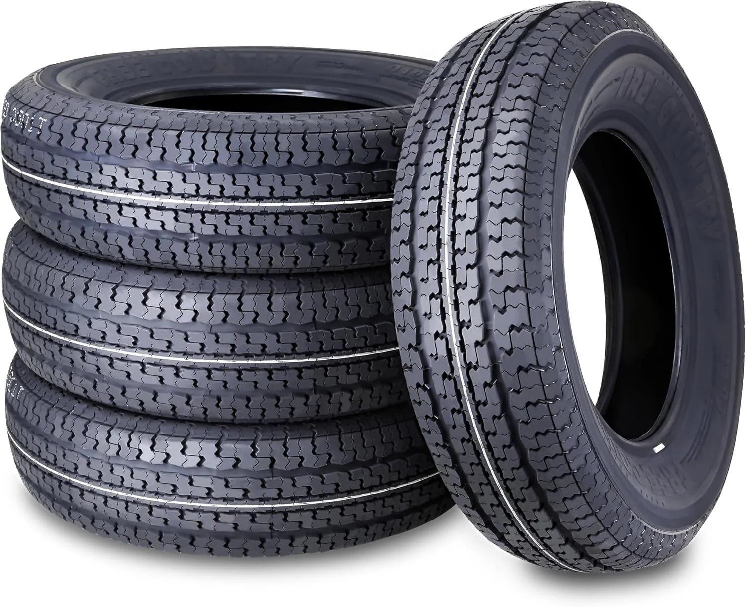 Set of 4 heavy-duty trailer tires ST205/75R15 205 75 15 10-ply, load class E, steel-belted radial tires with abrasion protection