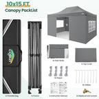 COBIZI 10x20 Heavy Duty Pop up Canopy Tent with 6 sidewalls Easy Up Commercial Outdoor Canopy Wedding Party Tents for Parties All Season Wind & Waterproof Gazebo with Roller Bag,Black(Frame Thickened)