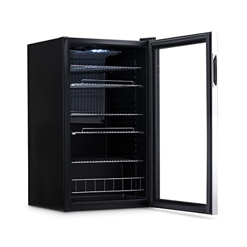 NewAir AB-1200 Mini Fridge, 126-Can Capacity, Reversible Glass Door, Adjustable Shelves, Stainless Steel Frame
