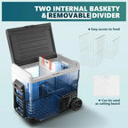 EUHOMY 12 Volt Refrigerator, 37QT(35L) Electric Cooler, Portable Freezer 12V/24V DC 110-240V AC, 12V Fridge -4��~68��, 12V Cooler with Wheels & 2 Baskets for Travel, Truck, Boat, Camping