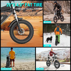 Ridstar electric bicycle for adults, 1200 W, 48 km/h mountain bike, 48 V 15.6 Ah battery, 20" fat bike tires, 7-speed full suspension