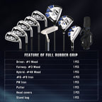 MaxKare Men’s Golf Clubs Set, 13-Piece with Driver, Fairway, Hybrid, Irons, Putter, Stand Bag & Head Covers
