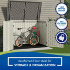Suncast BMS4700 Resin Storage Shed, Off-White/Gray, 70.5′′W x 44.25′′D x 52′′H, Double Door, UV Resistant