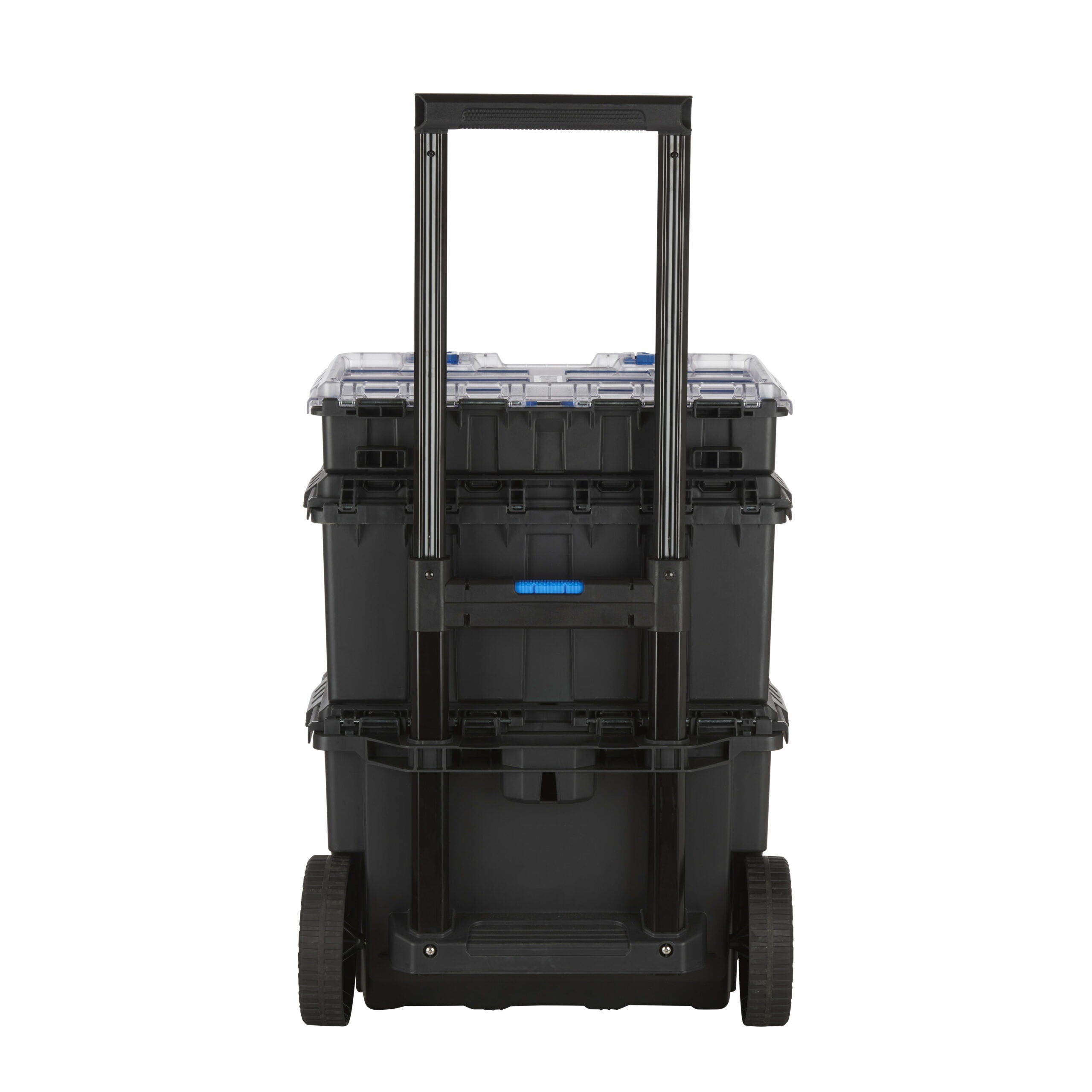 HART Stack System Mobile Tool Box, Modular Storage with Wheels, Telescopic Handle, Black & Blue