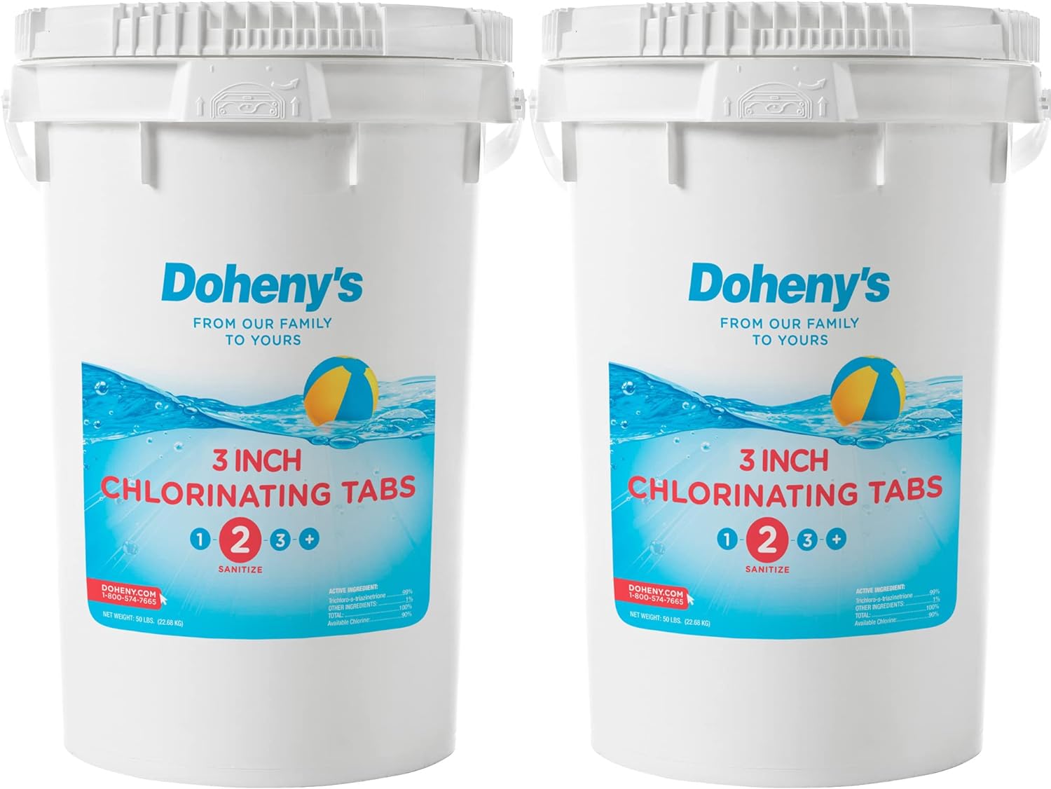3 Inch Stabilized Chlorine Tablets | Pro-Grade Pool Sanitizer, Long Lasting, Slow Dissolving, 99% Pure Tri-Chlor, Individually Wrapped – 50lb