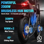 Electric bike Q20, 2000W, 52V, 30-180 miles, all-terrain fat bike for adults