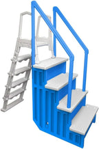 Non-slip entry steps for pools | Grey | For above-ground pools | Can be installed on terraces with a height of 122 to 137 cm | Load capacity up to 136 kg
