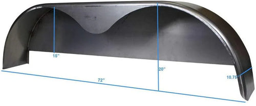 72×10-3/4 Tandem Axle Steel Trailer Fender w/Back Plate Welded In