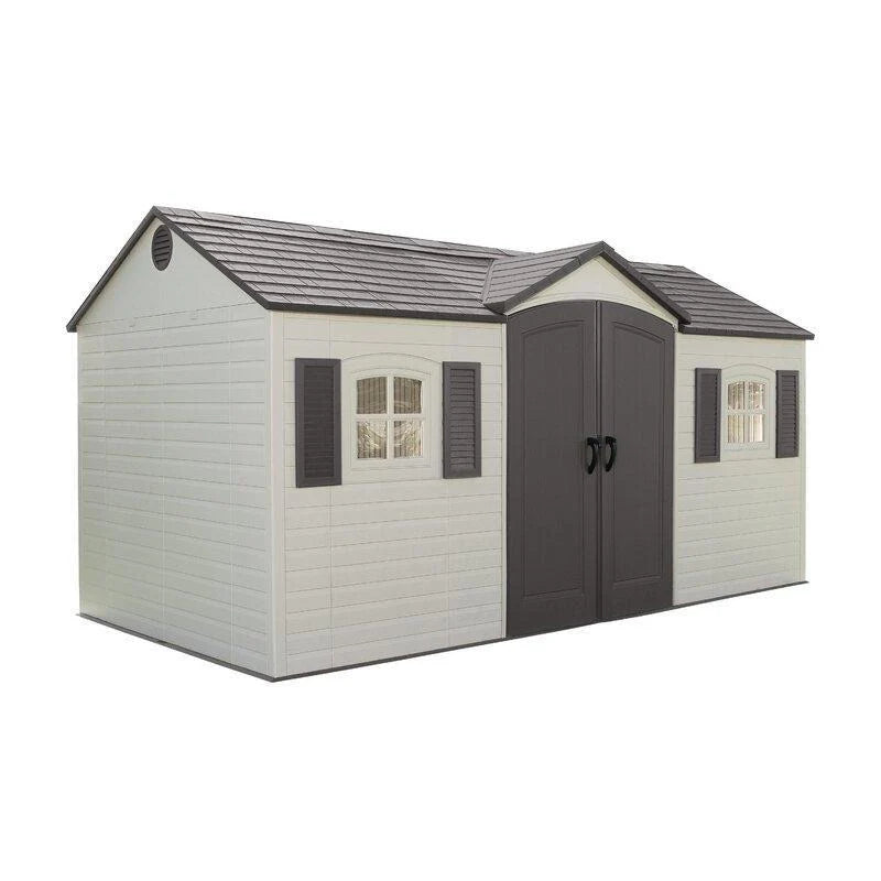 2025 Side entrance, 4.57 m W x 2.44 m D, plastic tool shed