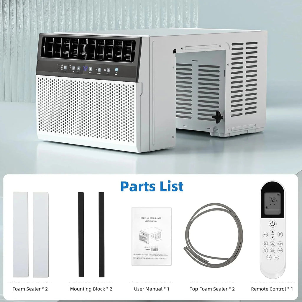 Antarctic Star 12,000 BTU U-shaped window air conditioner, cools rooms up to 550 square feet with 6 modes, 24-hour timer, ultra-quiet window air conditioner