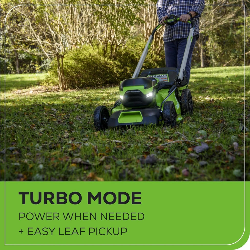 Greenworks 60V 21” Cordless (Self-Propelled) Lawn Mower , 2 x 4.0Ah Batteries and Dual Port Rapid Charger  sgtnighsdesigns