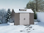 Rubbermaid resin garden shed with floor (2.13 x 2.13 m), weatherproof, grey, for storing garden tools, lawnmowers, bicycles and pool accessories