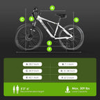 Adult Electric Bike, 350W BAFANG Motor (500W Peak), 4A 3H Fast Charging, 468Wh Li-Ion Battery, 21 Speed Gears, Air Saddle, 45 Miles 20 MPH 26" Mountain Bike Electric Bike, ANSI/CAN/UL2849 Compliant