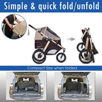 Jogging Sports Stroller with Comfort Rubber Wheels/Zipper-Less Entry/1-Hand Quick Fold/Aluminum Frame for Small/Medium Dogs, Cats and Pets (Green Camo)