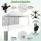 COBIZI 10x20 Heavy Duty Pop up Canopy Tent with 6 sidewalls Easy Up Commercial Outdoor Canopy Wedding Party Tents for Parties All Season Wind & Waterproof Gazebo with Roller Bag,Black(Frame Thickened)