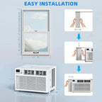 Antarctic Star 12,000 BTU U-shaped window air conditioner, cools rooms up to 550 square feet with 6 modes, 24-hour timer, ultra-quiet window air conditioner